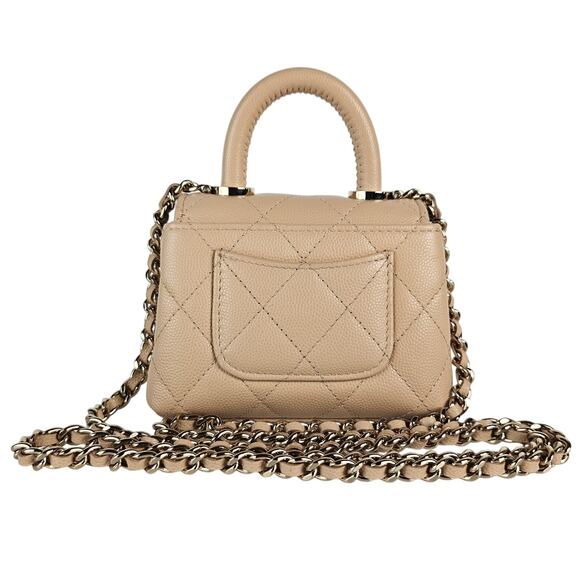 Chanel Nano Coco Top Handle Flap Bag Light Beige Caviar Gold Hardware 24K - Picture 2 of 11